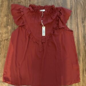 Women's Ruffled Sleeveless Top - Red